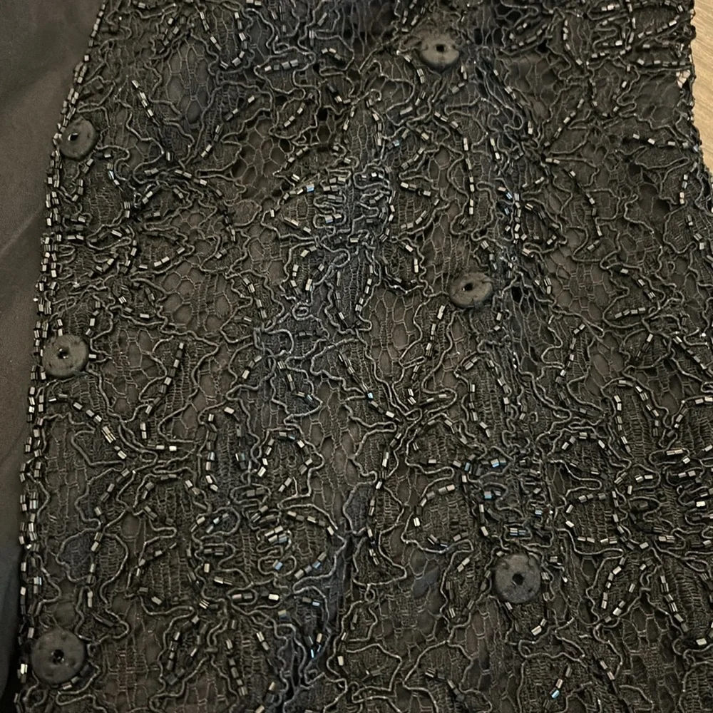 Carmen Marc Valvo for Henri Bendel gorgeous Black lace beaded evening jacket sz8 - Picture 11 of 16